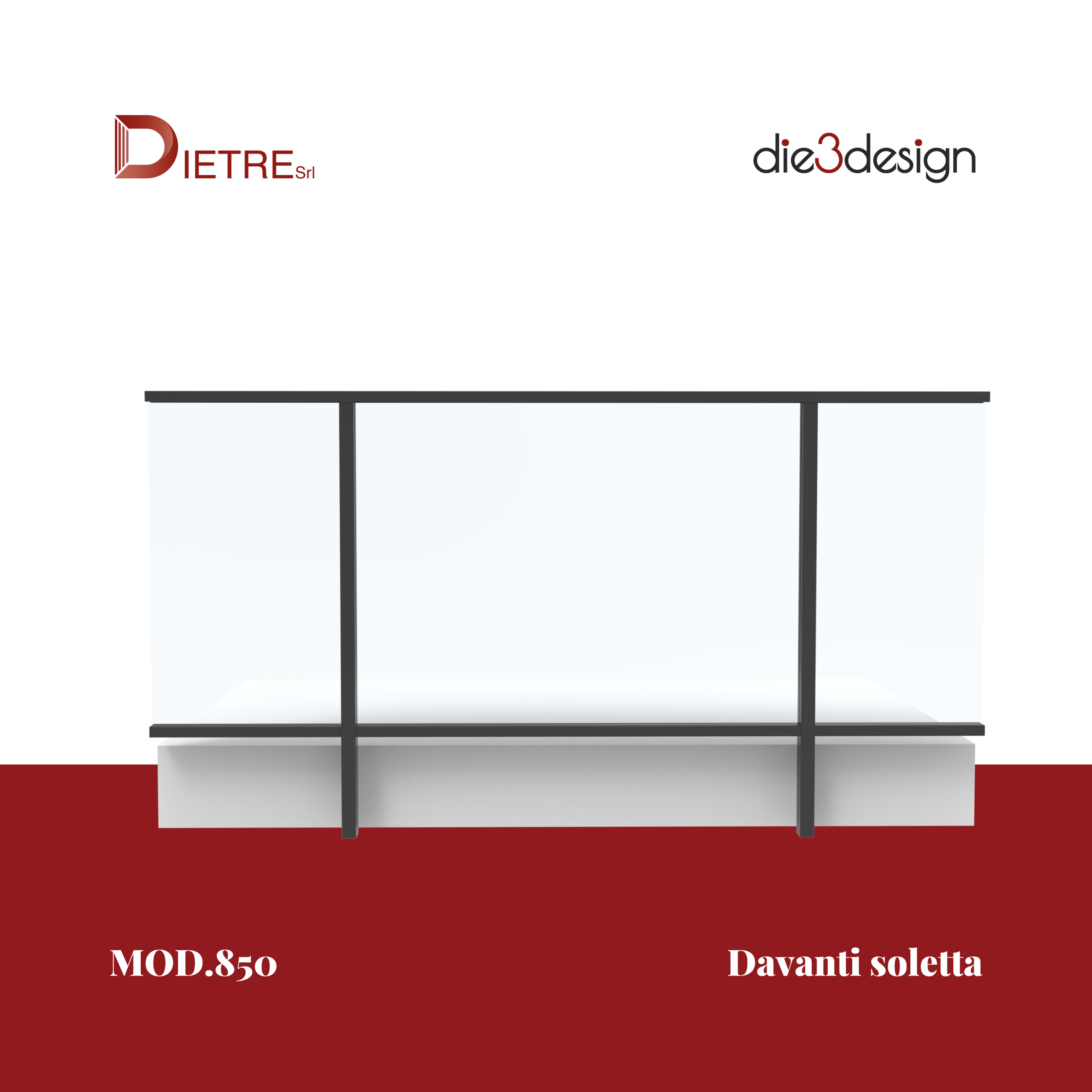 MOD850 MOD 850 COLLEZIONE MINIMAL RINGHIERA ALLUMINIO DIETRE SRL VETRO