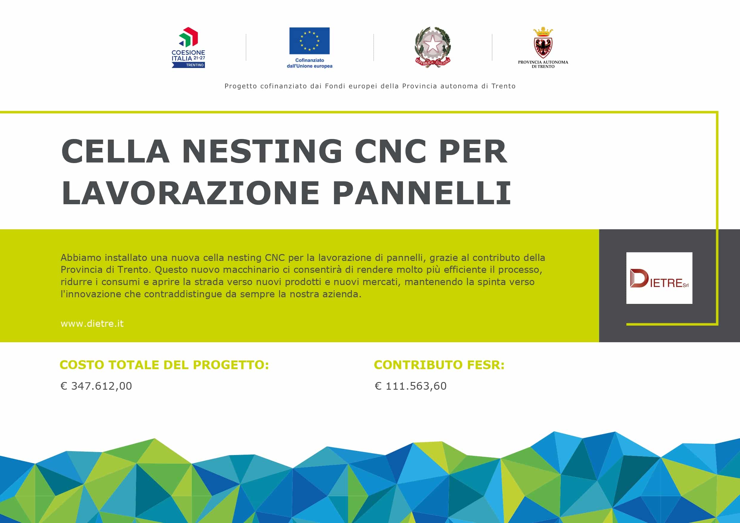CELLA NESTING CNC PER LAVORAZIONE PANNELLI DIETRE-SRL-INVESTIMENTO-FOTOVOLTAICO-ENERGIA-GREEN